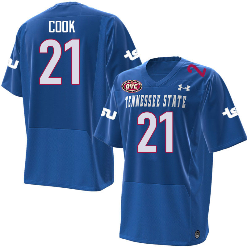 Tennessee State Tigers #21 Jayden Cook College Football Jerseys,Uniforms-Blue